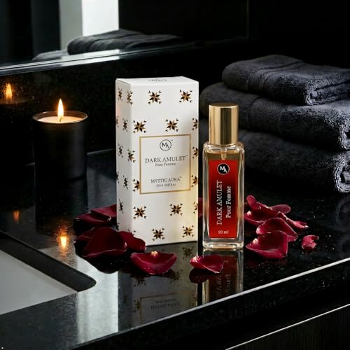 Image of MYSTIC AURA Dark Amulet Pour Femme | Perfume for Women | 20 ml | Floral Vanilla Fragrance, Travel Pack, Long-Lasting Luxury, Vegan & IFRA Compliant