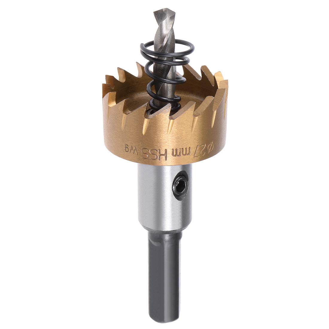 sourcingmap 27mm HSS Drill Bit Hole Saw Stainless High Speed Steel Metal Alloy, Gold, Silver, 27x14mm