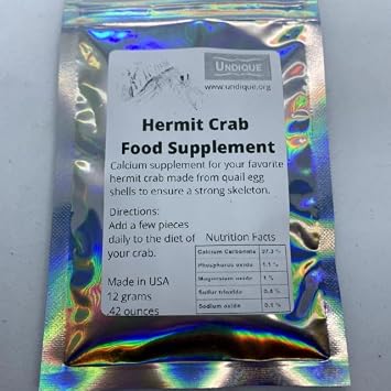 Undique Organic Hermit Crab Food with Quail Egg Shells - Nutritious, Balanced Diet & Calcium-Rich Treats for Hermit Crab Shell Growth - Sustainable, Clean, Hermit Crab Care