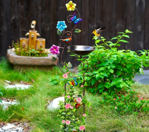 Yywmwm 57" Height Metal Bird Bath With Trellis For Outdoor, Vintage Decorative Bird Baths, Small Garden Plant Support, Antique Birdbath For Climbing Plants With Detachable Iron Bowl (Butterfly) #TOP7