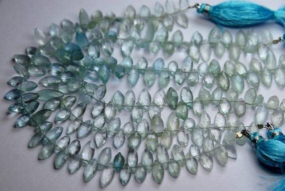 Perles d'aigue-marine naturelle de prestige marquise facettée 8-10mm pour joaillerie