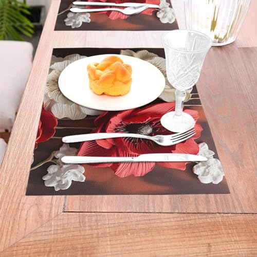 Sets de table en vinyle PVC tissé antidérapants et lavables - 4