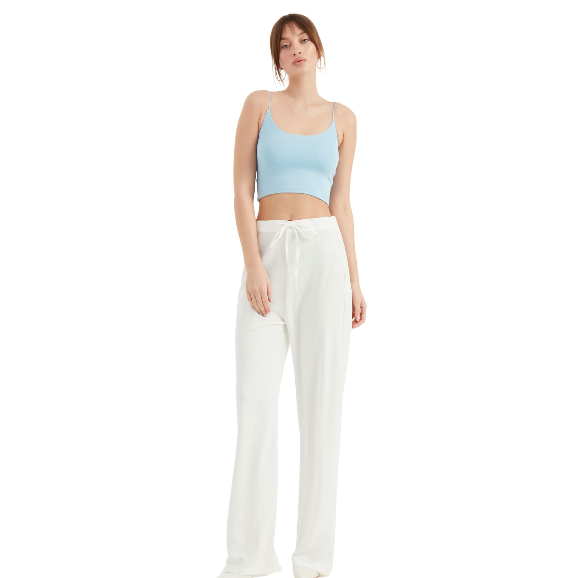 TUBANUR Womens Pant Wide Leg Elastic Waist Flowy Pants Casual Women Trousers Outfits