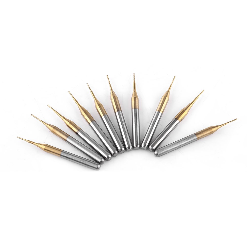 10pc Coat Tungsten End Mill End Mill Bits, 3,175 Mmx0,6 Mm, Nożyca PCB, wytrzymałość Przeciwgrywająca, Wysoka twardość, Gładkie Wykończenie na Deski Obwodu, Tworzywa Sztuczne, Stal