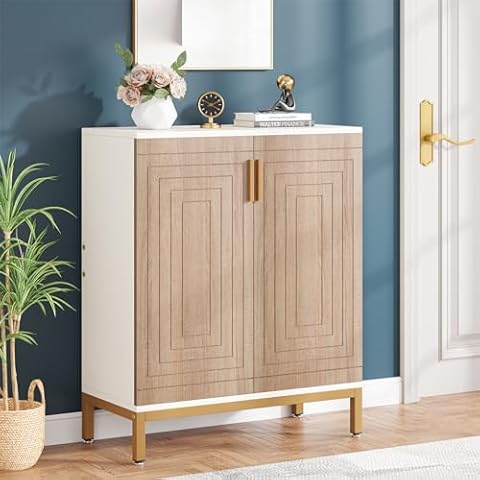 TRIBESIGNS WAY TO ORIGIN Shoe Cabinet, 20 Pairs Modern Shoe Storage Cabinet with Doors, 6-Tier Freestanding Entryway Shoe Organizer Rack for Living Room, Closet, White and Brown Cover