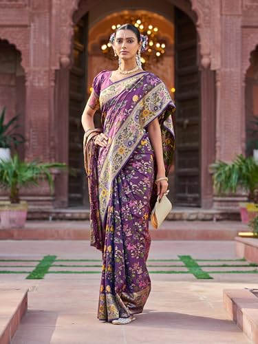 Image of SWORNOF Women's Kanjivaram Soft Silk Banarasi Sarees With Unstiched Blouse Piece