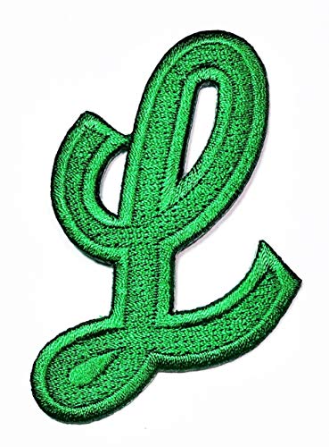 PARITA Alphabet Letters A to Z Patch Green Letter L Patch Letters Kids Book ABC English Logo Jacket Polo T Shirt Patch Sew Iron on Embroidered Applique Badge Sign Costume or Gift (L)