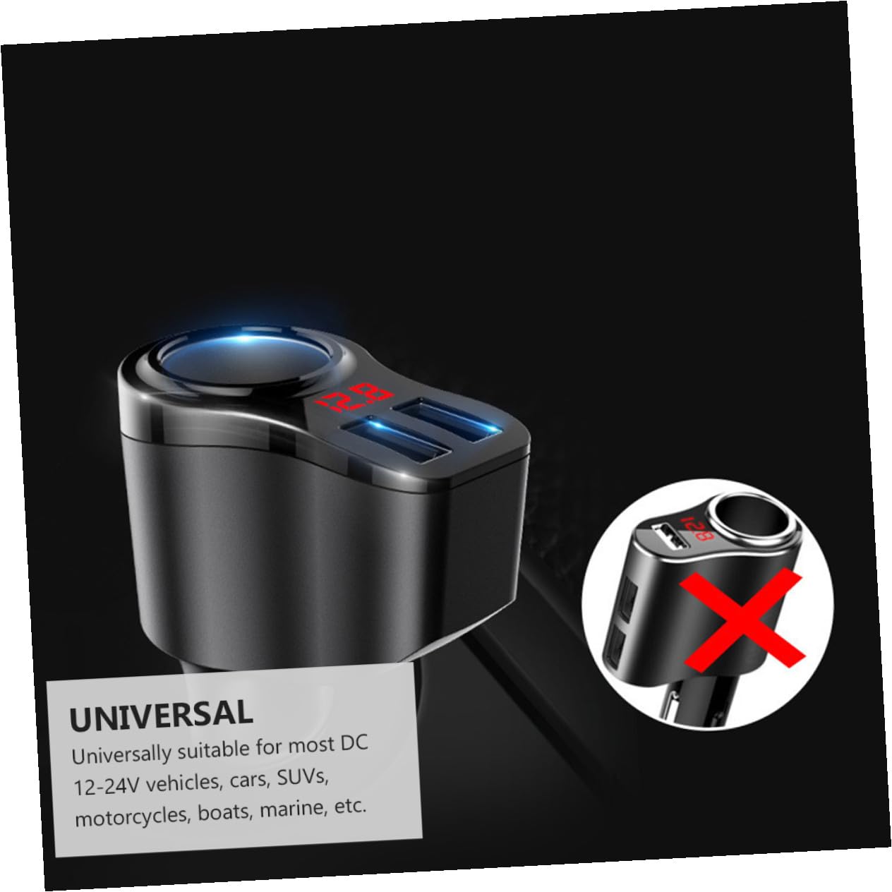 Cargador Rápido para Coche De Metal Cargador De Coche Pantalla Digital De Teléfono Móvil USB Dual para Viajes