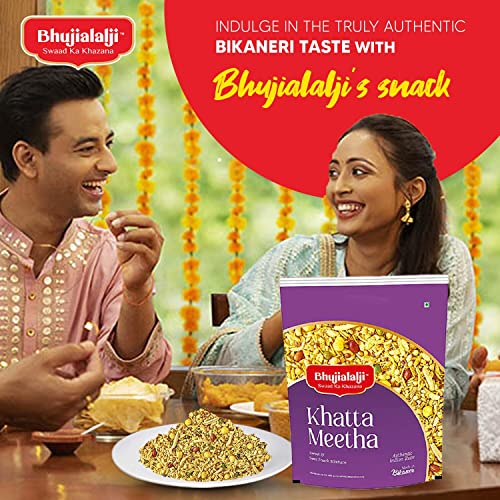 Image of Bhujialalji Aloo Bhujia, Khatta Meetha (Combo pack of 2) 2kg| Rajasthani Namkeen | indian Spices | Indian Tea Time Fresh & Mixture | Ready to eat