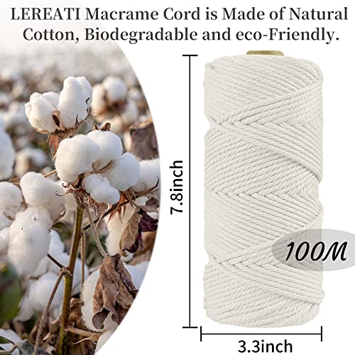 LEREATI Macrame Cord 4mm x 100m, Thick Macrame Rope Natural Cotton Rope Craft String - Image 2