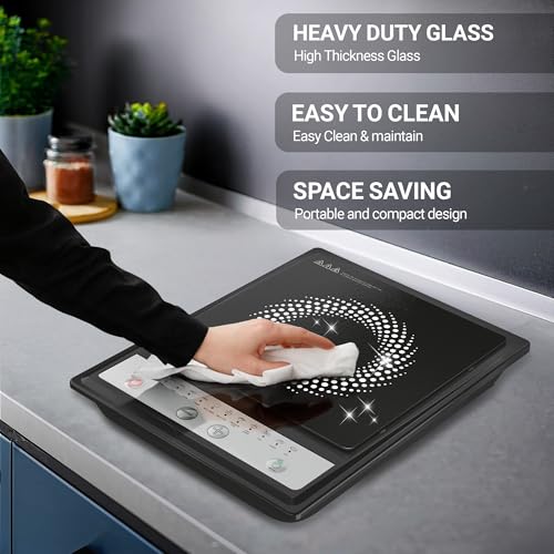 Image of Milton Elio 14.0 Portable Induction Cooktop | 5KV Surge Protection I Anti Skid Legs & Preset Menu Functions | 1400 W Push Button | Fast Cooking | 3-Year Warranty