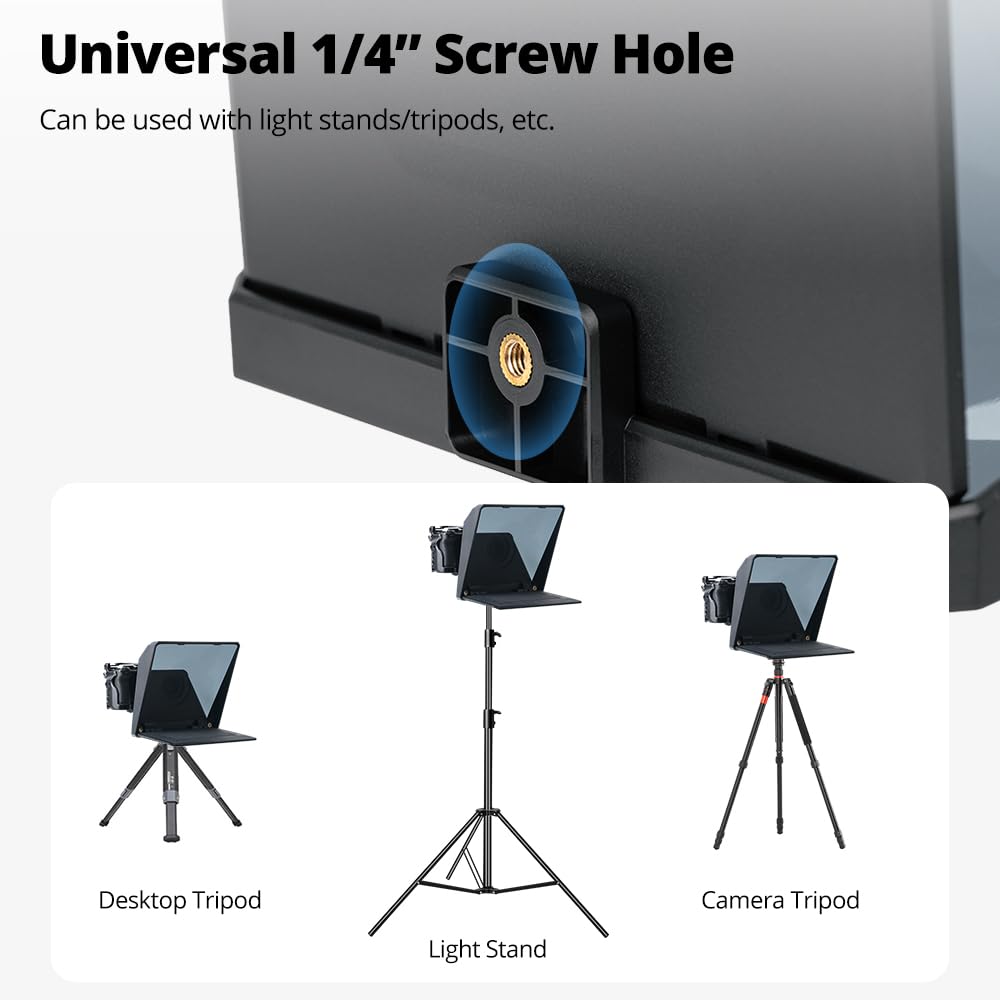 Ambitful T1 Pro Teleprompter per telefono con treppiede desktop, kit di teleprompter portatile con telecomando, supporta smartphone/DSLR/mini tablet (sotto i 8,3 pollici), per YouTube, Tiktok