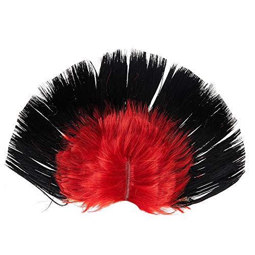 Easyinsmile Rainbow Mohawk Wig Hallowmas Masquerade Punk Mohican Hairstyle Cockscomb Hair Cosplay Wig (black and red)