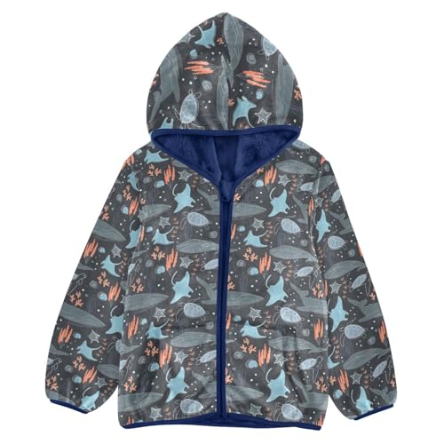 Life in The Depths Of The Ocean Girls Fleece Jacket Girls Fall Jacket Girls Zip Up Hoodie Girls Sherpa Jacket 2-10T