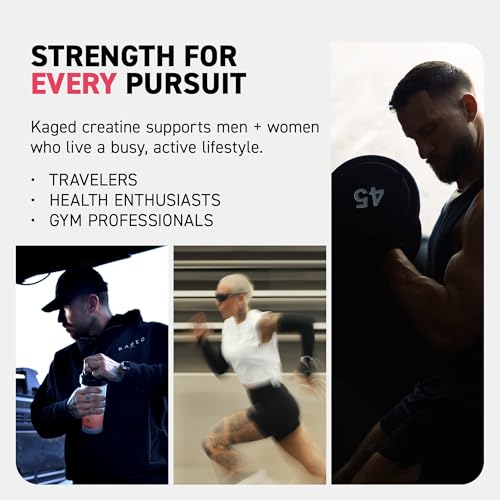 Image of Kaged Creatine Monohydrate + Max Absorption Technology | Micronized Powder Stick Packs | Strawberry Lemonade | Muscle Building & Recovery | Brain Health | Supplements for Men & Women | 25 Servings