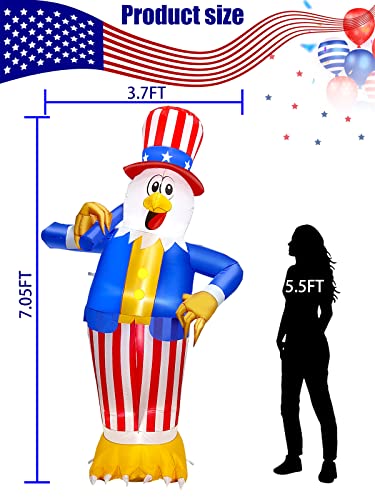 Ebanku 7 Ft Tall Patriotic Independence Day 4Th Of July Inflatable American Bald Eagle With American Flag Lighted Blow Up Decor Home Yard Outdoor Indoor Decoration #TOP1
