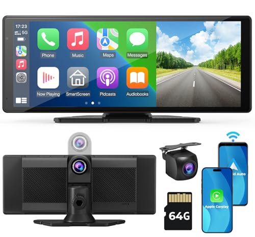 Aphqua Car Play Screen 10.26 Inch Car Stereo for Apple Carplay & Android Auto, Dashcam and Reversing Camera