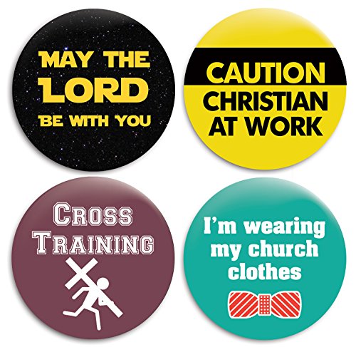 Christian Church Pinback Buttons/Pins - 2.25 inches - Set of 4
