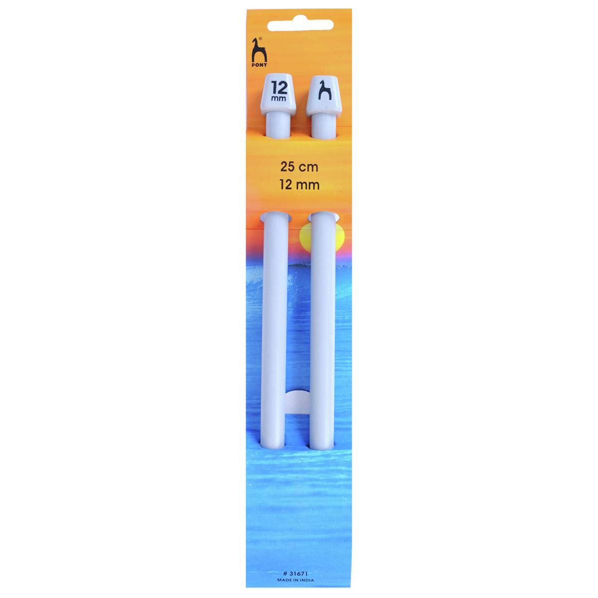 Pony Plastic Knitting Pins/ Knitting Needles 25cm long - 12mm
