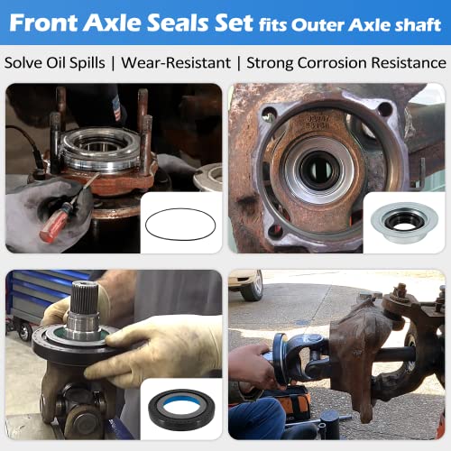 Front Axle Knuckle Vaccum Shaft Seal & Outer Tube Seals Kit Set Fit For Ford 2005-2014 F250 F350 F450 F550 Super Duty Dana Super 60 Replace #2023068#2014835#54983 #TOP2