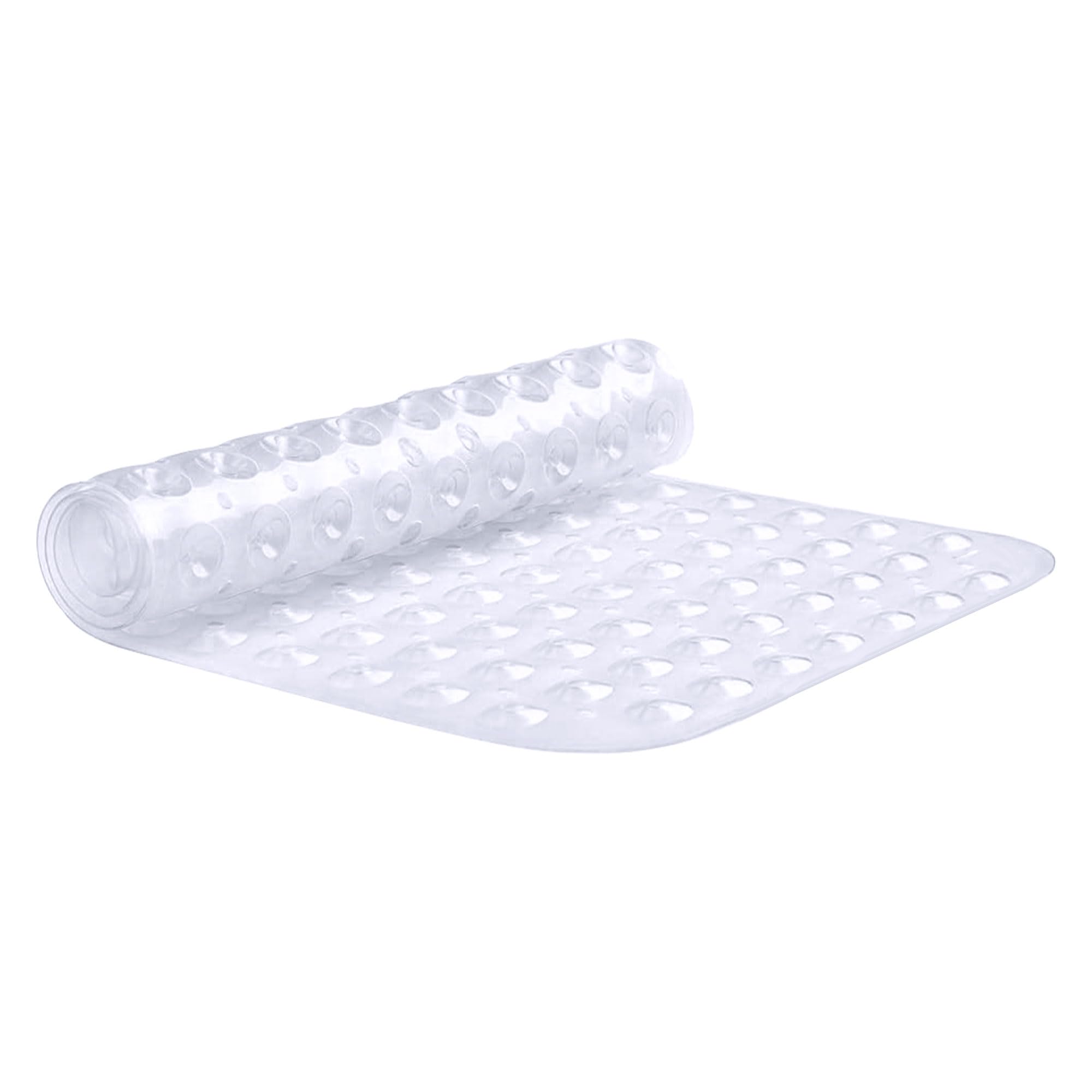 VELVETIO Bathtub Mat Non Slip - 70x38cm Medium Long Shower Mats Non Slip Anti Mould, Anti Slip Bath Mats with Suction Cups and Drain Holes, Machine Washable, Clear