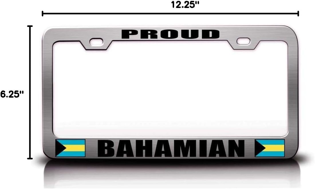 Proud Bahamian Country Flag Metal Car SUV Truck License Plate Frame Ch a3