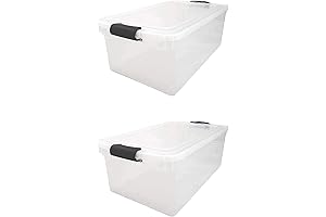 HOMZ 66 Qt Clear Storage Bins with Secure Lids - Ideal for...