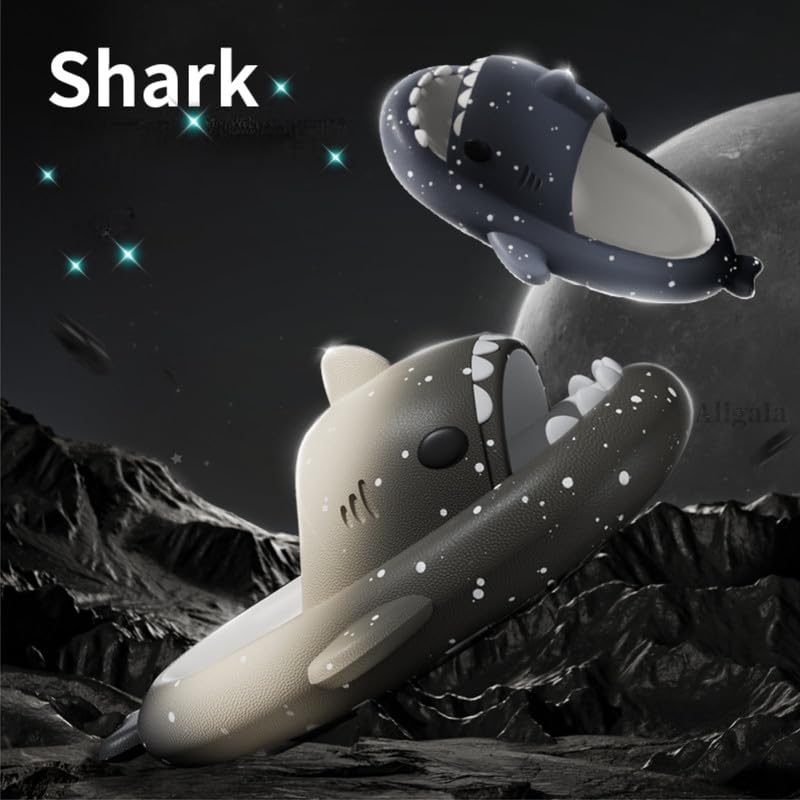Image of allgala Shark Slides for Women Men and Big Kids Novelty Soft Slippers Open Toe Shark Sandals Cushioned Slides Beach Pool Shower Cruise Slippers with Comfy Cushioned Thick Sole