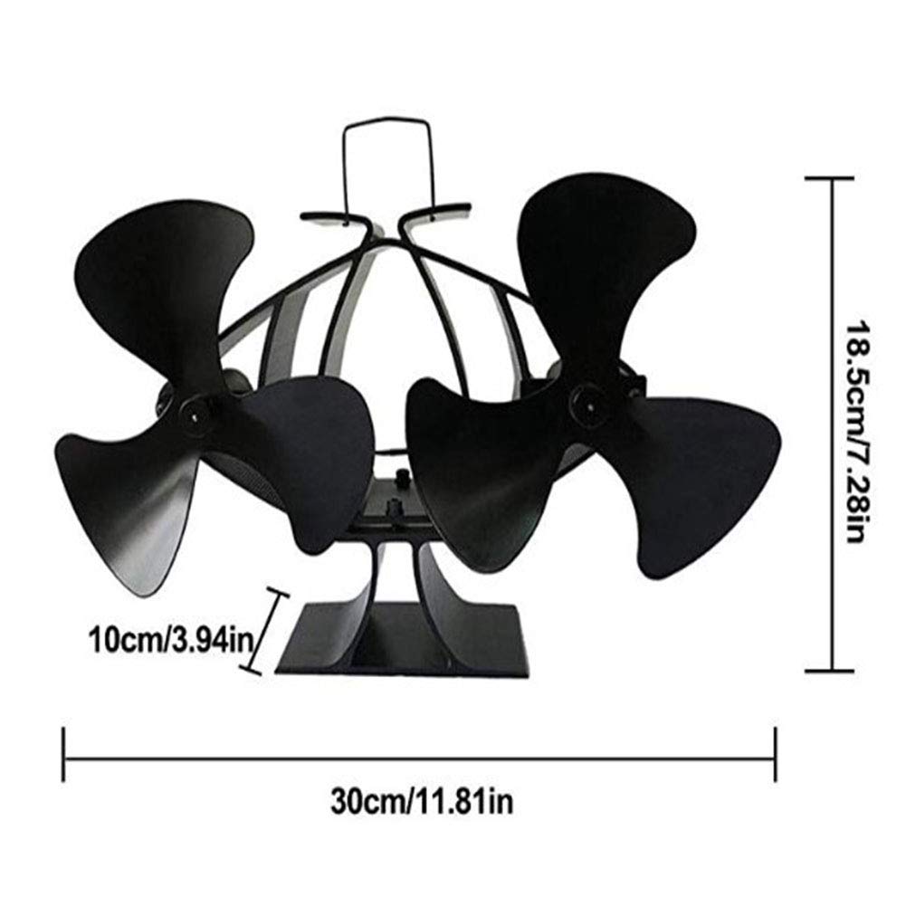 Ventilador de Estufa Alimentado Por Calor, Ventilador de Chimenea de 6 Palas Con Motor Doble,Funcionamiento Silencioso de Leña/Leña/Aumento de Chimenea,60-300 ° C