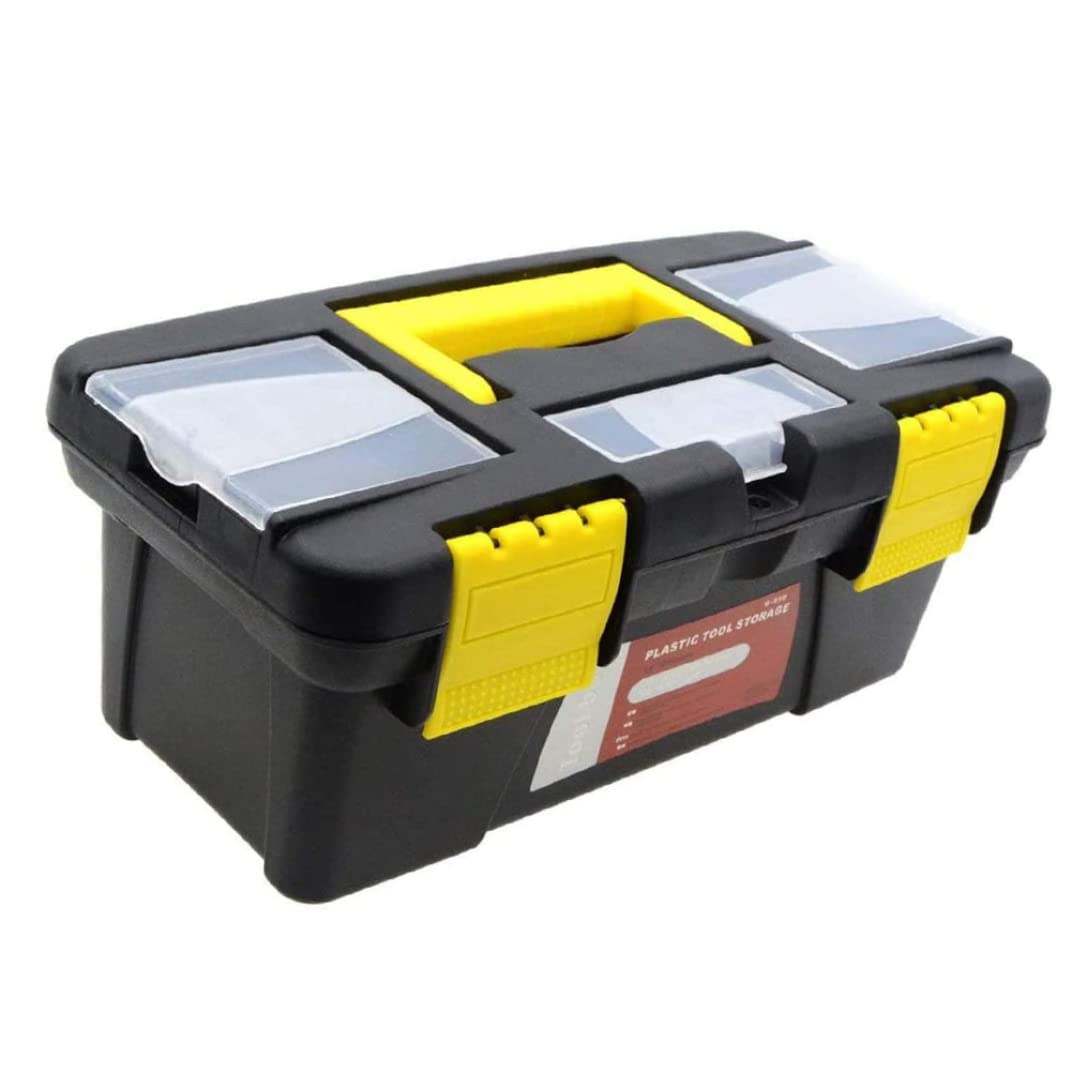 Tool Chest with Compartment, Portable Toolbox 10inch 2 Layer Plastic Hand Tool Chest Storage Case with Compartment, Plastic Hand Tool Box