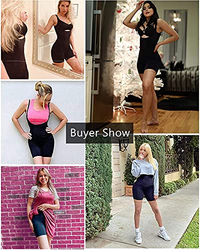 Shaperx Tummy Control Shapewear For Women Seamless Colombianas Bodysuit Open Bust Mid Thigh Body Shaper Shorts, Sz2490293-Black-L #TOP5