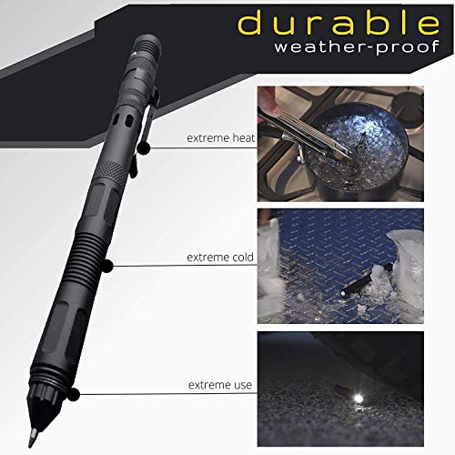 TACPEN DELUXE with Brighter Flashlight by Bell+Howell 9-in-1 Aluminum Casing, 7” Military-grade Technical Pen, Escape Tool, with Whistle, Bottle Opener, Screwdriver and Replaceable Ink As Seen On TV