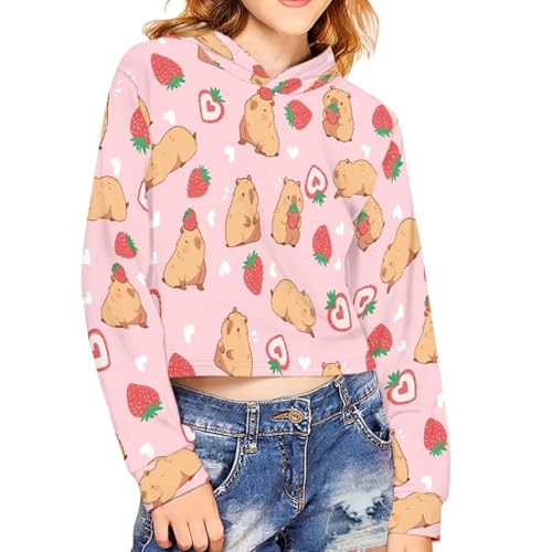 Cozeyat Girls Long Sleeves Hoodies,Softy Crop Tops Pullover for Kids Teens Sweatshirts,5-14 Years4