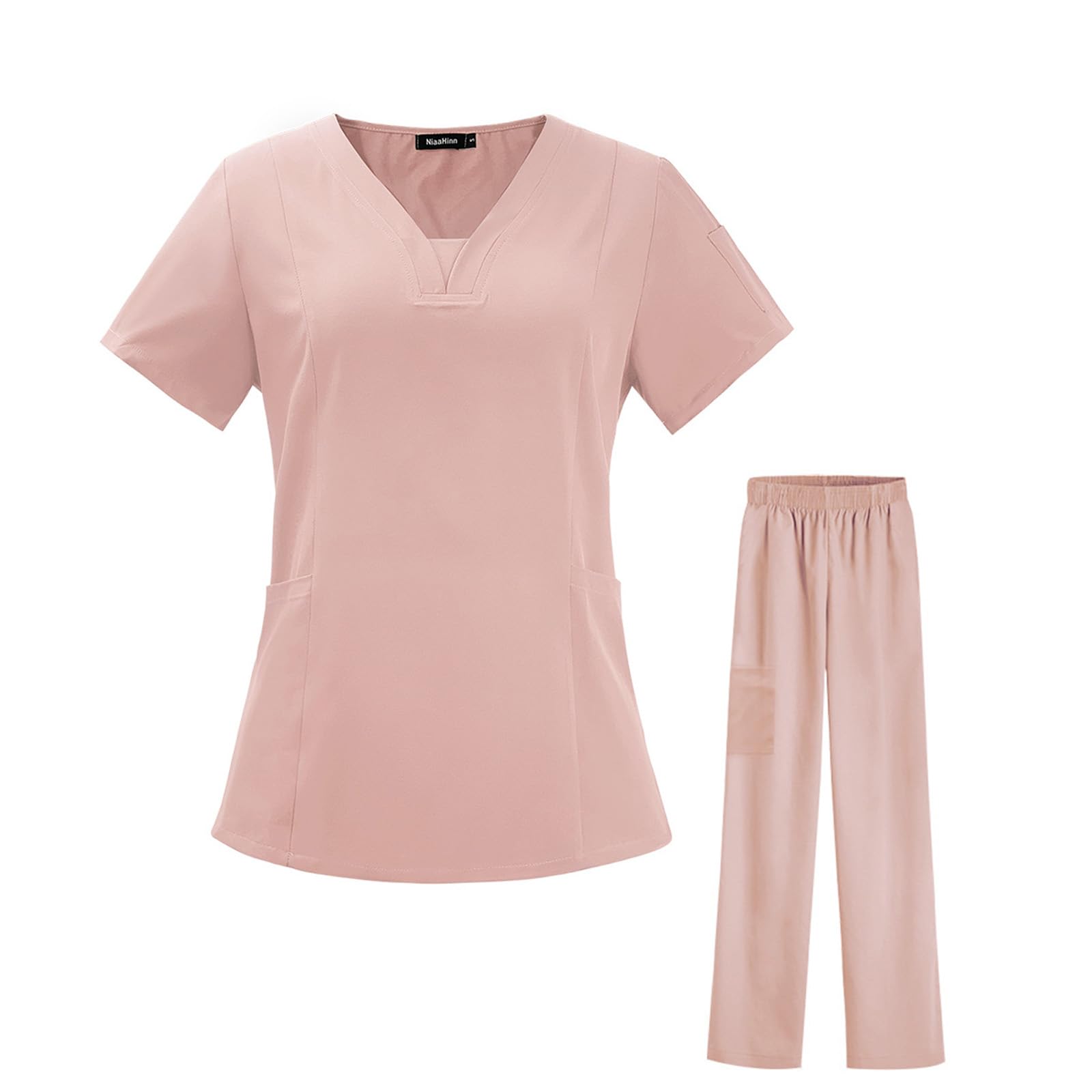 Magic ParkWomen and Man Scrubs Set Medical Scrubs Top and Pants Housemaid Uniform Maid Nanny Scrub Suit Set Wonderwork V-Neck Scrub Top for Maid Nurse Doctor