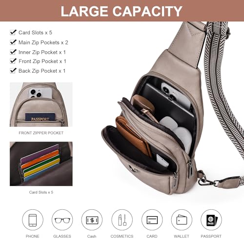 Image of cakang Womens Sling Bag Crossbody Bags for Women Vegan Leather Sling Backpack Daypack Fanny Pack Crossbody Purse Travel