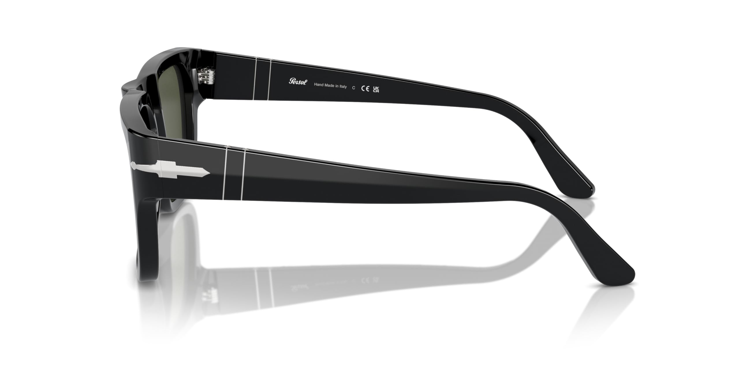 Persol Okulary przeciwsłoneczne unisex, czarne oprawki, zielone soczewki, 57 mm
