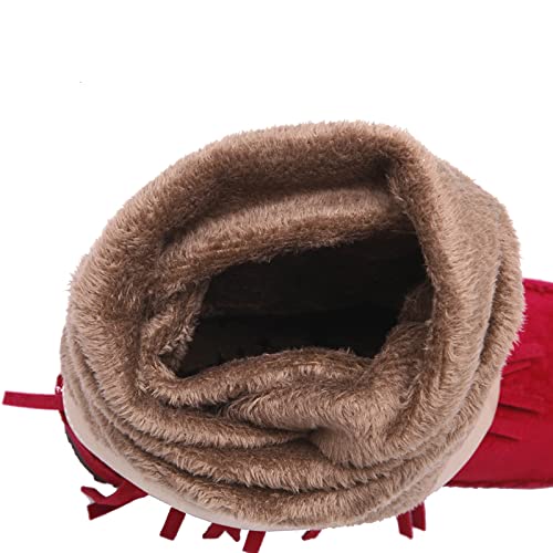 Womens Knee High Fringe Moccasin Wedge Boots4