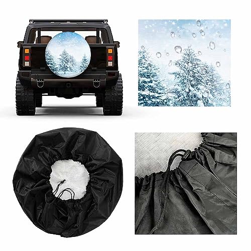 Image of Winter Snow Spare Tire Cover White Frost Covered Fir Trees Nature Wonderland Weatherproof Universal Wheel Protectors Camper Tire Covers for Trailer Rv Travel(17 inch)