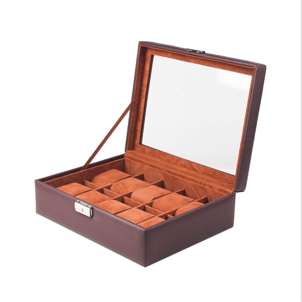 Scatole per Orologi Scatola porta orologi con display a lucernario semplice e quadrante serratura a parola, scatola in pelle PU per il Compleanno di Natale