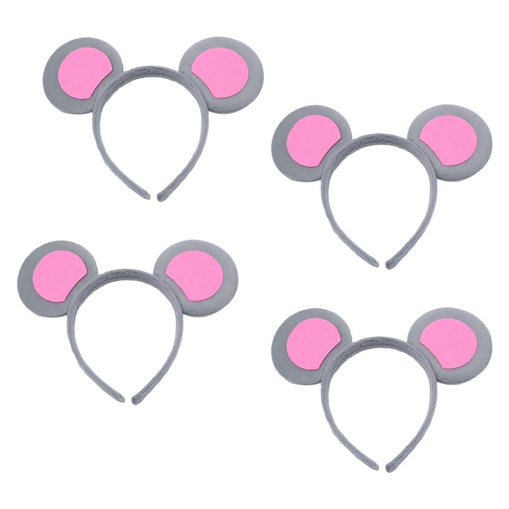 CENPEK 4pcs Mouse Ear Headband Animal Headband Mouse Animal Costume Headdress Suitable For Boys And Girls Birthday Masquerade Men And Women Role Play