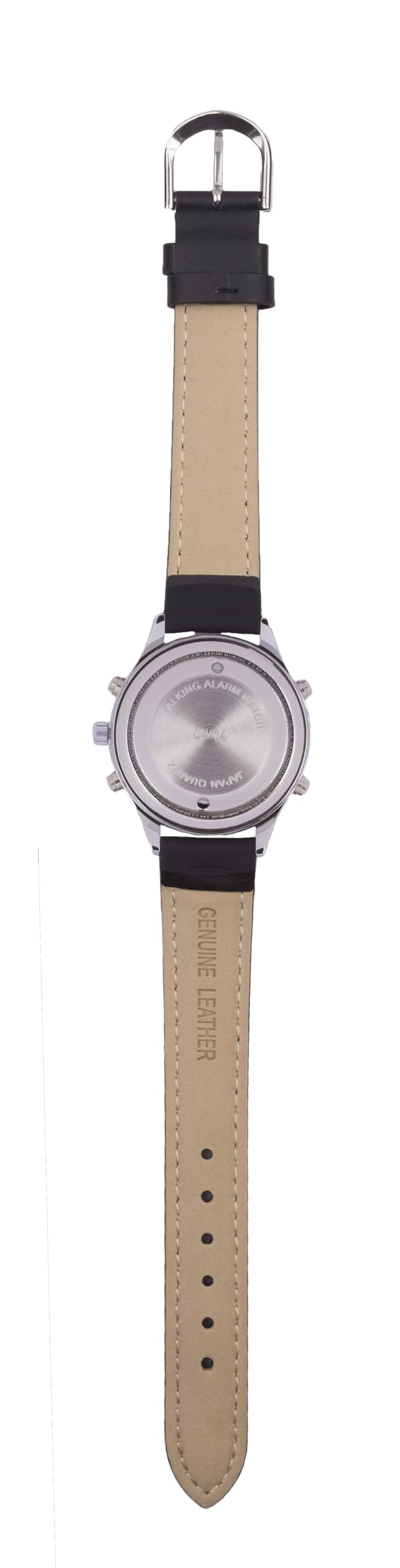 Marschall Deutsch sprechende Herren Armbanduhr I H-SL I Für Blinde, Senioren und Sehbehinderte I Komplette Datumsansage I Extra große Zeiger I Silberfarben mit Lederarmband