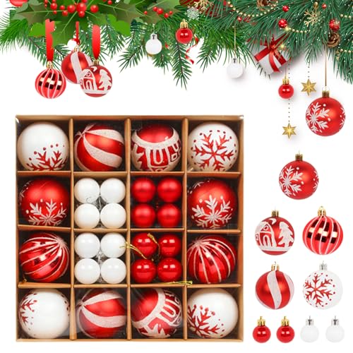 Sporgo 44 Stücke Weihnachtskugeln Set: Christbaumkugeln Kunststoff...