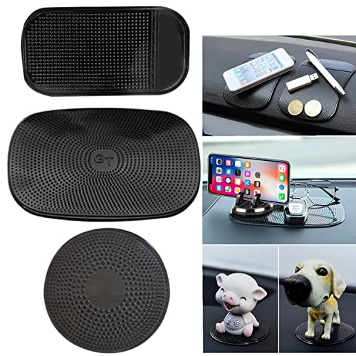 Alfombrilla Antideslizante Coche Pegajoso Almohadilla,3 pezzi Soporte Coche Movil Universal Almohadilla de Silicona Antideslizante Almohadillas de Nano Silicona Antideslizantes Lavable para Soporte