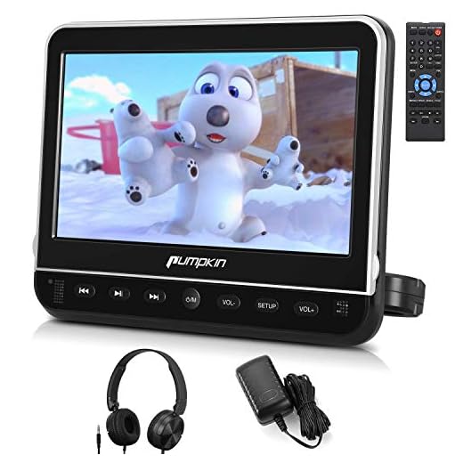 PUMPKIN 10.1 Inch Headrest Car DVD Player with Free Headphone, Support 1080P Video, HDMI Input, AV in Out, Region Free, USB SD, Mounting Brackets Included