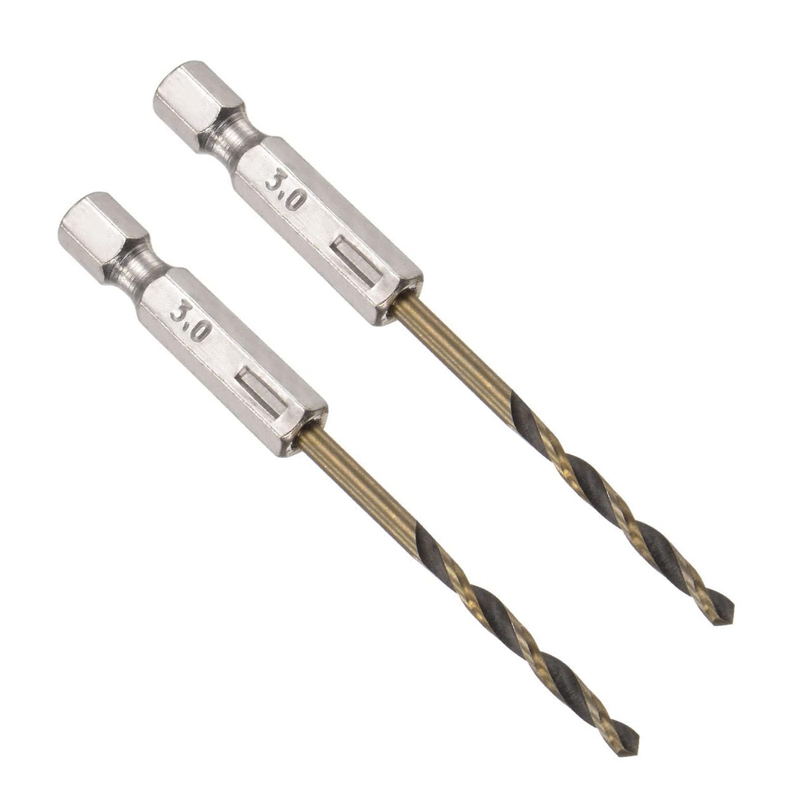 ROWORKX 2Pcs 3mm Twist Drill Bit โ 1/4 Inch Hex Shank HSS Drill Bits โ Spiral Flute 135ยฐ Split Point Bits for Wood Plastic Aluminium and Thin Metal