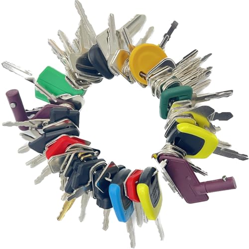 Image of 58 Heavy Equipment Key Master Set, Construction Ignition Key Heavy Machinery Fits Cat Caterpillar John Deere Komatsu Bobcat Kubota JCB Case Hyster Yanmar Daewoo Takeuchi New Holland
