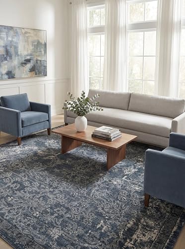 Rugs.com Oregon Collection Rug – 6' x 9' Blue Low-Pile