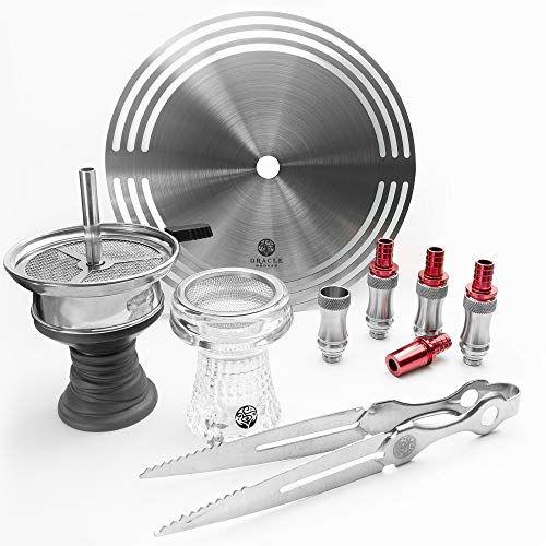 ORACLE HOOKAH® Edelstahl Shisha Set 4 Anschlüsse - mit Shisha Zubehör Kopf Schlauch Mundstück und Molassefänger (shisha… – Bild 6