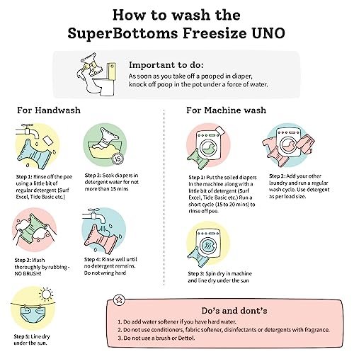 Image of SuperBottoms NEW UNO Freesize Cloth Diaper | Cloth diaper for babies 0 to 3 years | Washable & Reusable cloth diaper | Comes with cloth diaper insert | 1 Diaper and 1 Organic cotton Soaker
