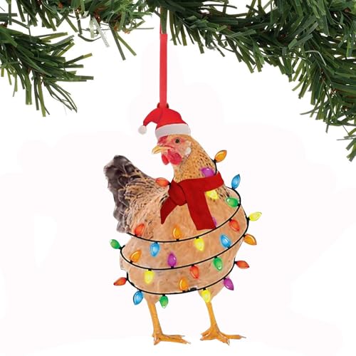 Weihnachtsbaum Anhänger Deko, Christbaumschmuck Huhn, Holz...